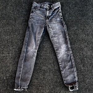 American Eagle Jeggings Super‎ Skinny Stretch Cigarette Distressed Grunge Sz 0 s